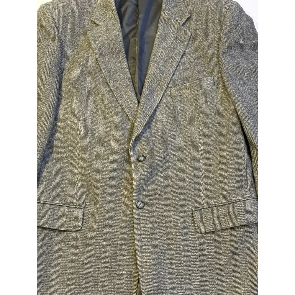 Bert Pulitzer‎ 46L Gray Herringbone Wool Blazer Sport Coat Mens Long